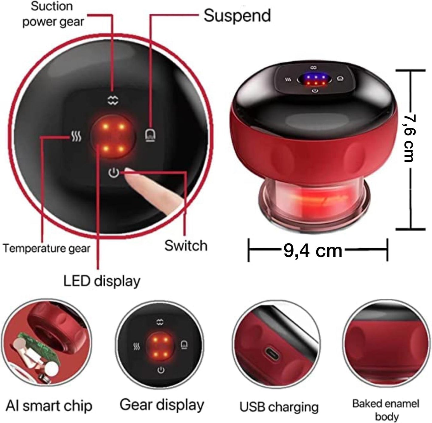 RÖDLJUS MASSAGEKOPP C6